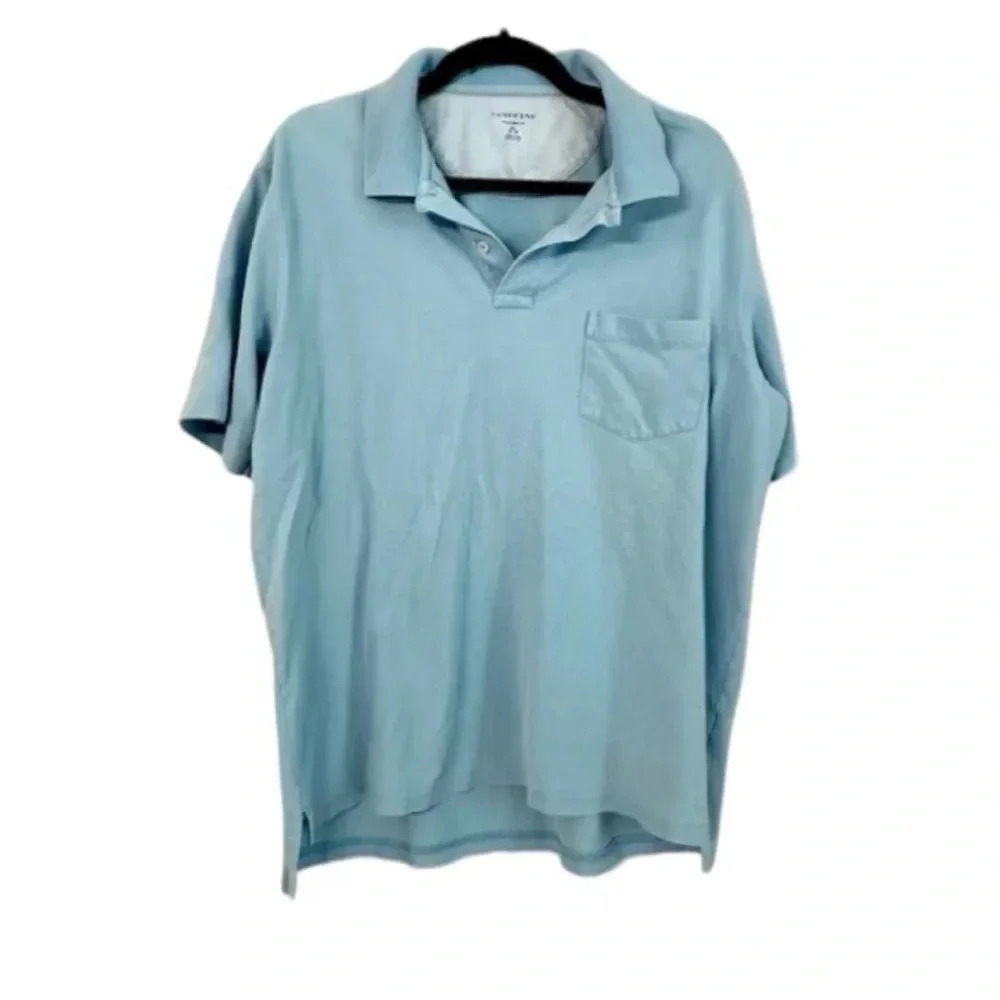 Land's End Traditional Fit Mens Baby Blue Short Sleeve Polo Size XL GUC